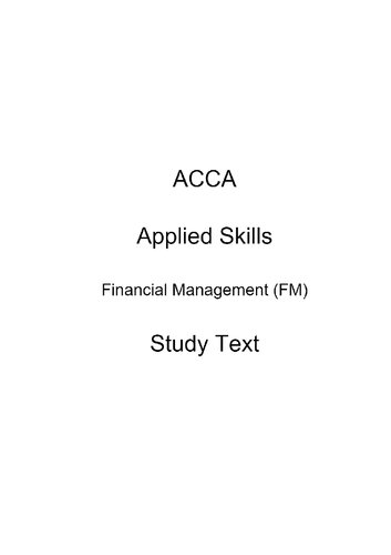 ACCA Financial Management (FM) Study Text (PDF/EPUB Version)