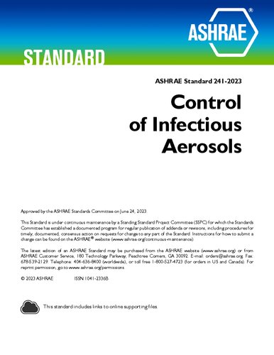 ASHRAE Standard 241-2023: Control of Infectious Aerosols (PDF/EPUB Version)
