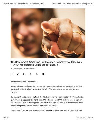 Canada : The Government Acting Like Our Parents (PDF/EPUB Version)
