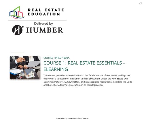 Course 1 - Real Estate Essentials - Humber Real Estate Education (PDF/EPUB Version)

