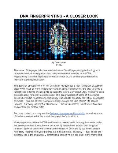 DNA Fingerprinting : Hoax and Fraud - A closer Look (PDF/EPUB Version)