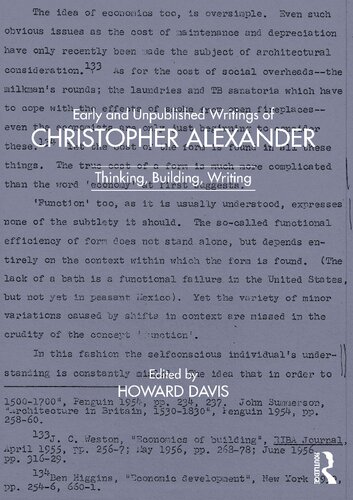 Early and Unpublished Writings of Christopher Alexander Thinking, Building, Writing (PDF/EPUB Version)
