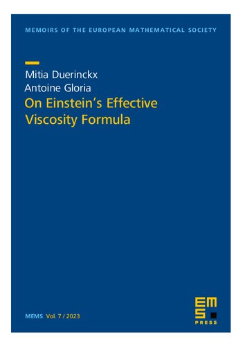 On Einstein's Effective Viscosity Formula (Memoirs of the European Mathematical Society) (PDF/EPUB Version)

