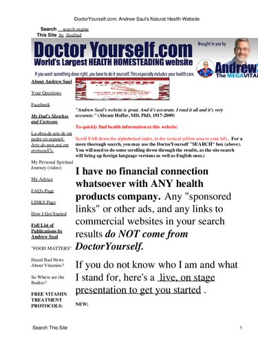 Orthomolecular Medicine : DoctorYourself com website by Andrew Saul PhD - complete articles on Vitamins, Nutritions ( 10 Feb 2024 ) (PDF/EPUB Version)