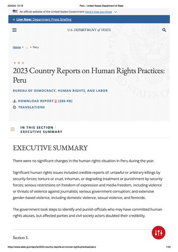Peru 2023 Human Rights Report (PDF/EPUB Version)