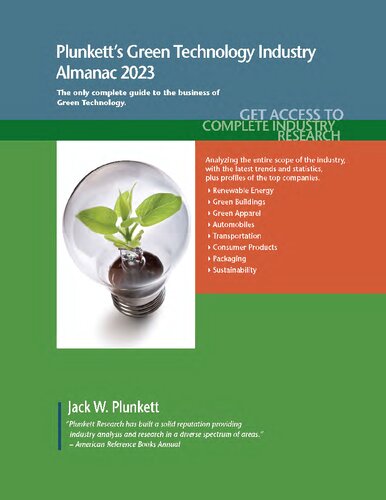 Plunkett's Green Technology Industry Almanac 2023: Green Technology Industry Market Research, Statistics, Trends and Leading Companies (PDF/EPUB Version)
