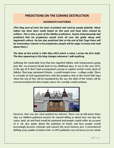 Predictions on the Coming Destruction (PDF/EPUB Version)