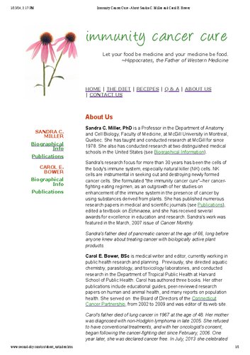 Sandra Miller PhD ( McGill University ) Echinacea cancer cure -- mcgill university and carol bower immunity cancer cure echinacea , astragalus, burdock -- immunity cancer cure (PDF/EPUB Version)