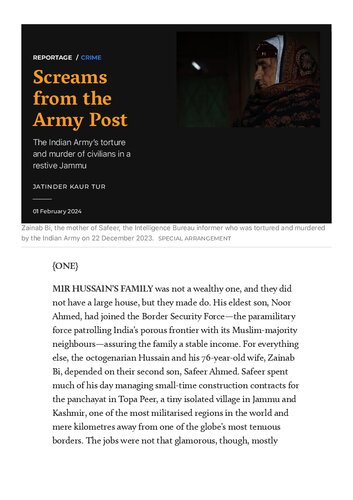 Screams from the Army Post: The Indian Army's Torture and Murder of Civilians in a Restive Jammu (PDF/EPUB Version)