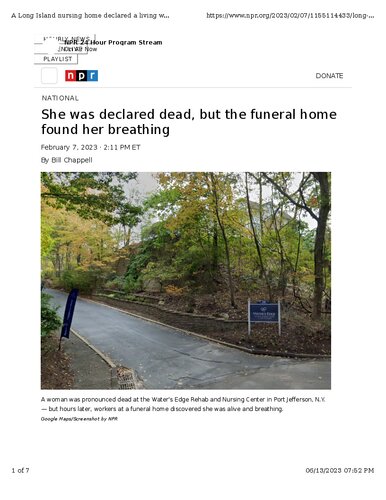 She was declared dead. (PDF/EPUB Version)
