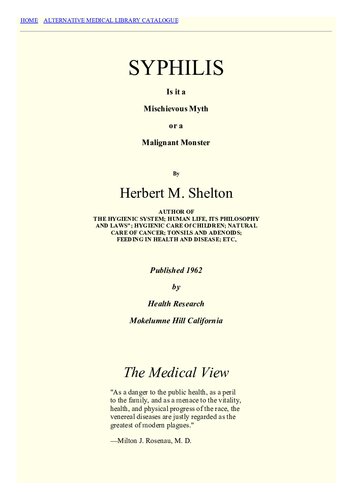 Syphilis : Werewolf of Medicine ( Is Syphilis a mischievous myth or a malignant monster ) (PDF/EPUB Version)
