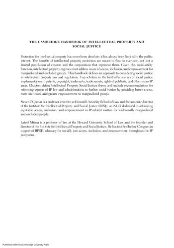 The Cambridge Handbook of Intellectual Property and Social Justice (PDF/EPUB Version)

