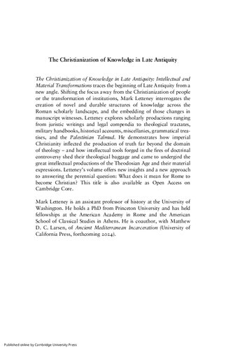 The Christianization of Knowledge in Late Antiquity (PDF/EPUB Version)
