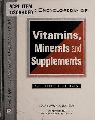 The Encyclopedia of Vitamins, Minerals and Supplements (Facts on File Library of Health and Living) (PDF/EPUB Version)
