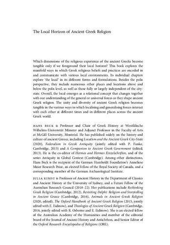 The Local Horizon of Ancient Greek Religion (PDF/EPUB Version)
