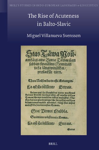 The Rise of Acuteness in Balto-Slavic (PDF/EPUB Version)
