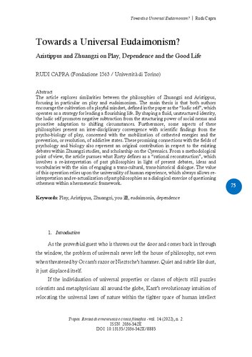 Towards a Universal Eudaimonism ? Aristippus and Zhuangzi on Play, Dependence and the Good Life (PDF/EPUB Version)
