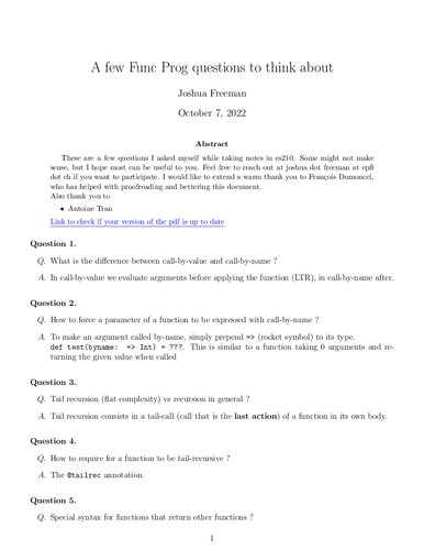 A few Func Prog questions to think about (PDF/EPUB Version)