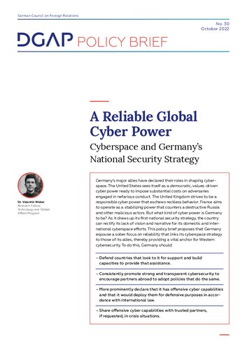 A Reliable Global Cyber Power : Cyberspace and Germany’s National Security Strategy (PDF/EPUB Version)