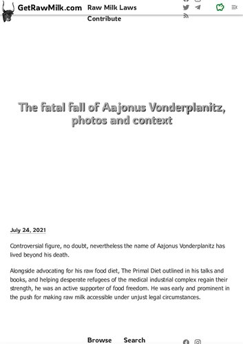 Aajonus Vonderplanitz : Obituary to Father of Raw Food movement (PDF/EPUB Version)