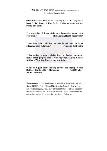 Aajonus Vonderplanitz : We want to live 2nd edition (PDF/EPUB Version)