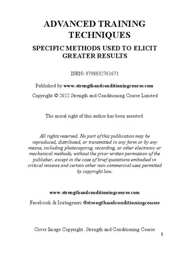 Advanced training techniques: specific methods used to elicit greater results (PDF/EPUB Version)