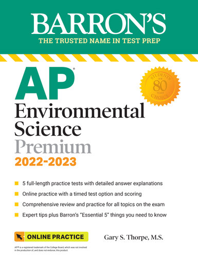 AP Environmental Science Premium, 2022-2023: 5 Practice Tests + Comprehensive Review + Online Practice (PDF/EPUB Version)