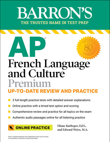 AP French Language and Culture Premium, 2023-2024: 3 Practice Tests + Comprehensive Review + Online Audio and Practice (PDF/EPUB Version)
