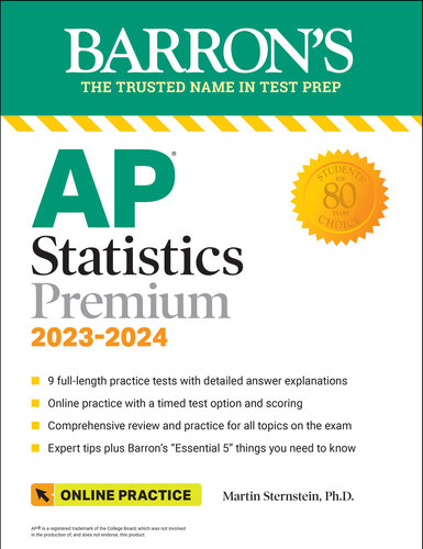 AP Statistics Premium, 2023-2024: 9 Practice Tests + Comprehensive Review + Online Practice (PDF/EPUB Version)