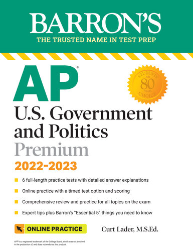 AP U.S. Government and Politics Premium, 2022-2023: 6 Practice Tests + Comprehensive Review + Online Practice (PDF/EPUB Version)