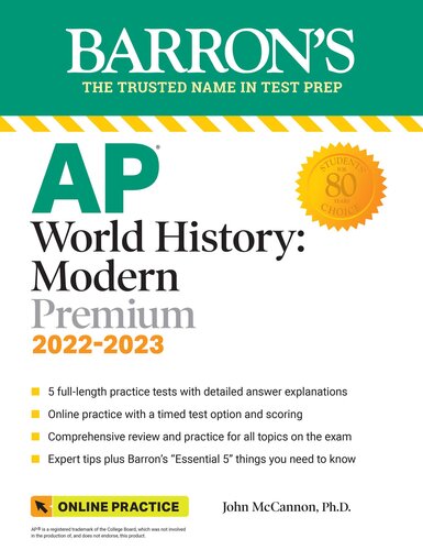 AP World History: Modern Premium, 2022-2023: 5 Practice Tests + Comprehensive Review + Online Practice (PDF/EPUB Version)