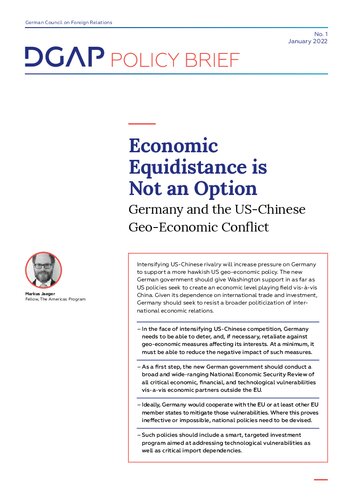 Economic Equidistance is Not an Option : Germany and the US-Chinese Geo-Economic Conflict (PDF/EPUB Version)