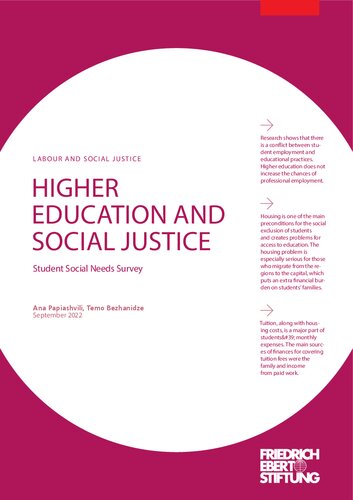 HIGHER EDUCATION AND SOCIAL JUSTICE : Student Social Needs Survey (PDF/EPUB Version)