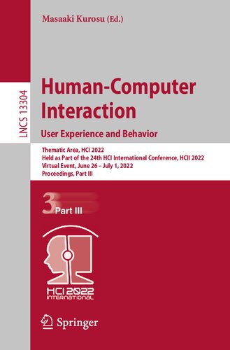 Human-Computer Interaction. User Experience and Behavior (Lecture Notes in Computer Science) (PDF/EPUB Version)
