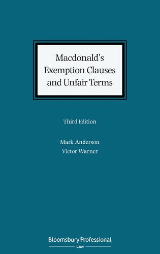 Macdonald’s Exemption Clauses and Unfair Terms (PDF/EPUB Version)