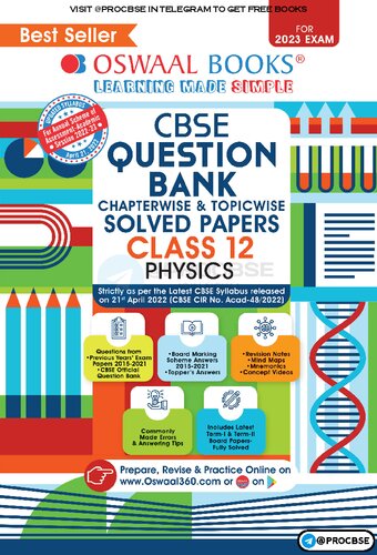 Oswaal CBSE Question Bank Class 12 Physics Book based on Latest Board Sample Paper released on 16th Sep 2022 (For 2023 Exam) (PDF/EPUB Version)