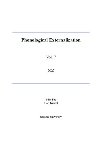 Phonological Externalization (PDF/EPUB Version)