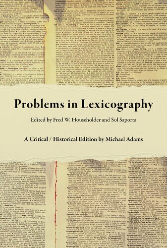 Problems in Lexicography: A Critical/Historical Edition (PDF/EPUB Version)