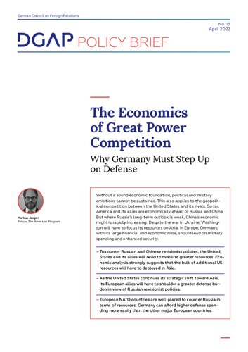 The Economics of Great Power Competition : Why Germany Must Step Up on Defense (PDF/EPUB Version)