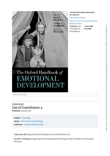 The Oxford Handbook of Emotional Development (PDF/EPUB Version)