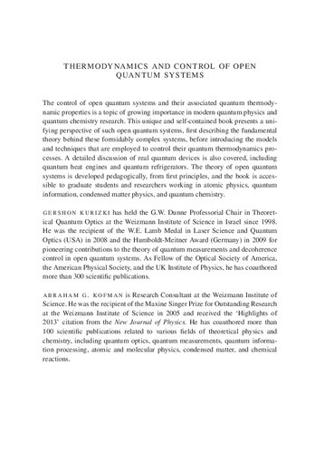 Thermodynamics and Control Of Open Quantum Systems (PDF/EPUB Version)