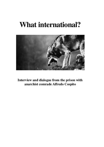 What international? Interview and dialogue from the prison with anarchist comrade Alfredo Cospito (PDF/EPUB Version)